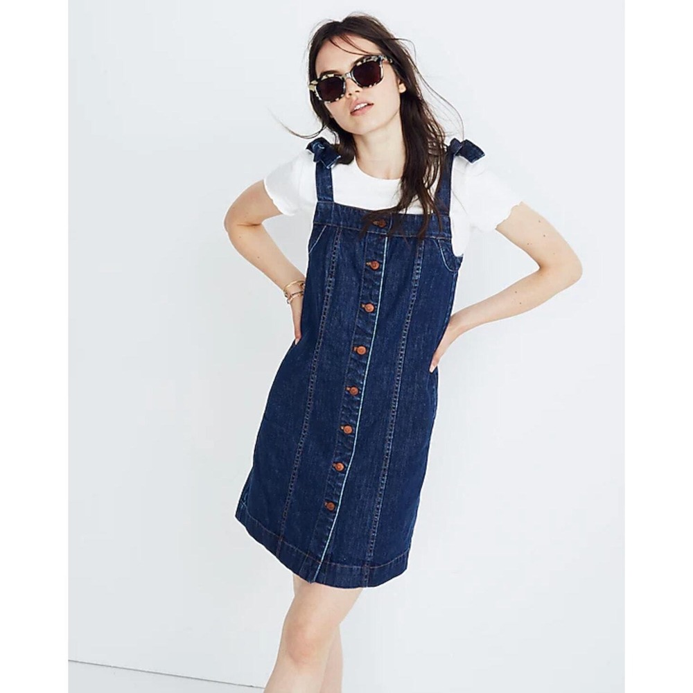 Madewell Dark‎ Denim Tie Strap Mini Dress